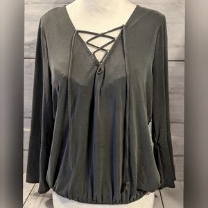 Aeropostale Top | Soft Tie V-neck w Bell Sleeves